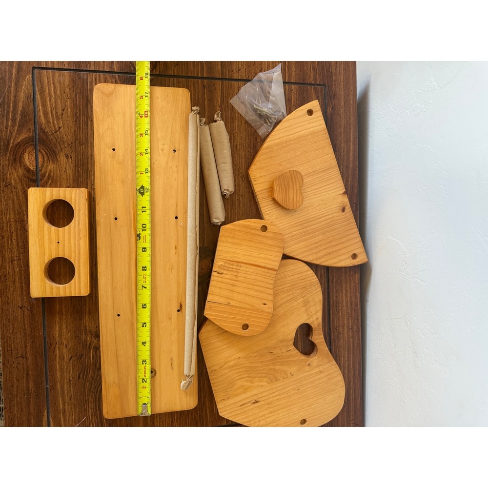 Vintage Wooden Picnic Organizer Heart Cutout New in Box - Picture 6 of 9